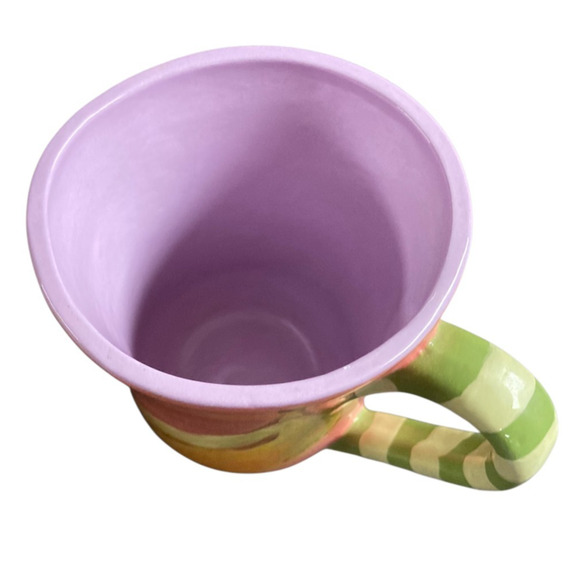 Droll Designs Banana Peach Plum Apple Mug Pottery Hand Painted Signed 2005 - Picture 3 of 4